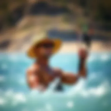 Kite surfer enjoying the sun with a protective hat