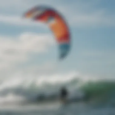 A kite surfer gliding over the waves of Cape Cod