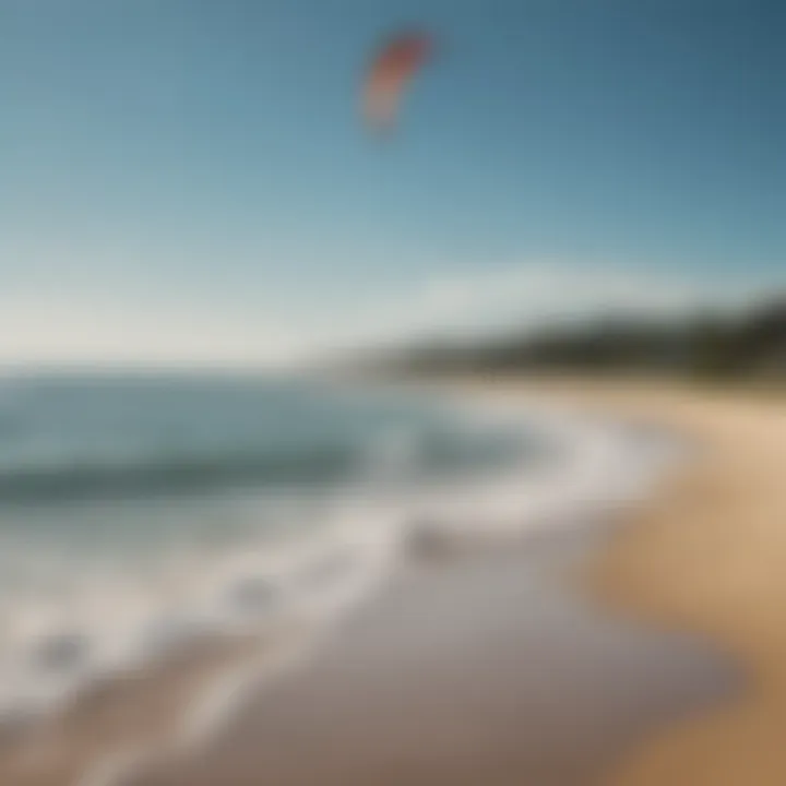 Scenic view of Cape Cod's shoreline during a kite surfing session