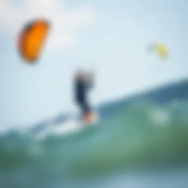 Beginner kite surfer launching their kite