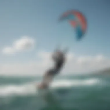 An instructor demonstrating kite surfing techniques in the water