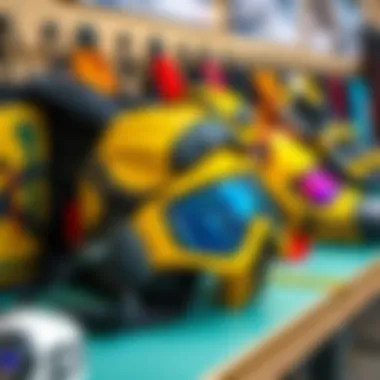 Safety equipment for kite surfing on display