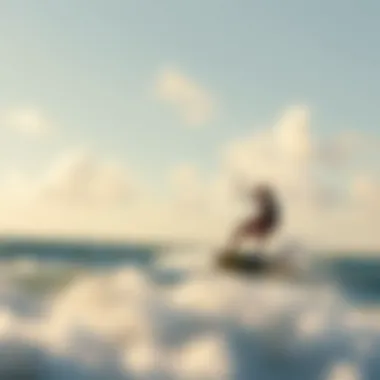 Kite Surfer in Action A kite surfer riding a wave, showcasing skill and excitement in the sport