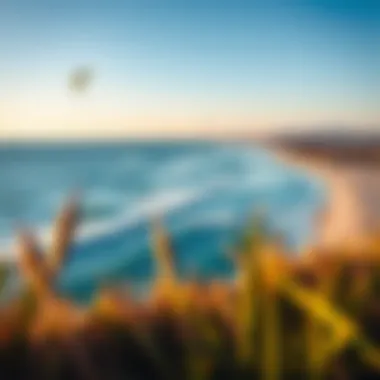A panoramic view of a kite surfing spot in San Diego