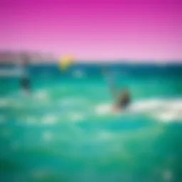 Kite surfers riding the waves of San Diego