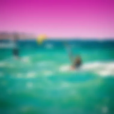 Kite surfers riding the waves of San Diego