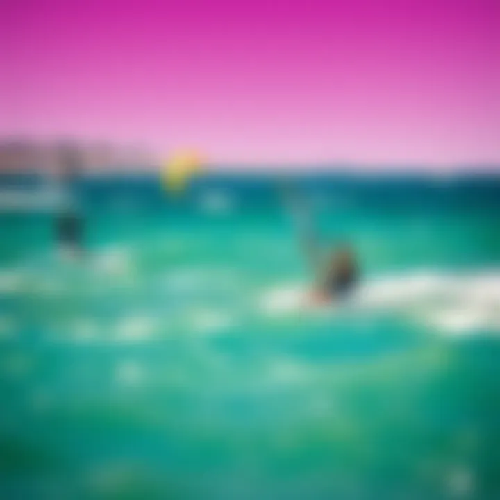 Kite surfers riding the waves of San Diego