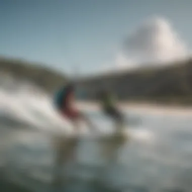 Kiteboarding enthusiasts discussing local conditions