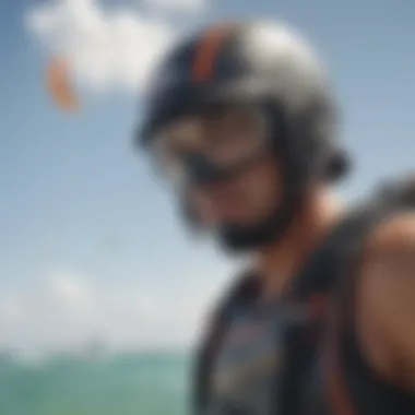 Safety Equipment for Kiteboarding Safety equipment for kiteboarding including harness and helmet