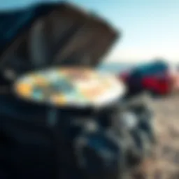 A high-quality kiteboard travel bag packed for a trip