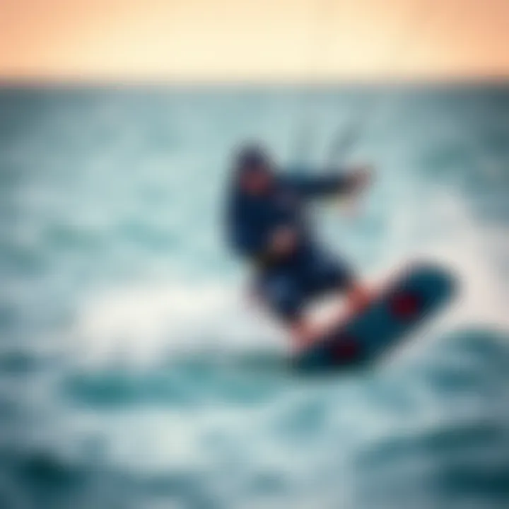 Kiteboarder enjoying a thrilling ride in cold waters