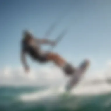 A kiteboarder expertly maneuvering through gentle breezes