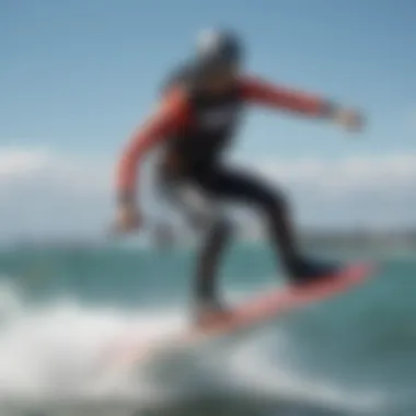 Kiteboarder maneuvering with Naish hydrofoil