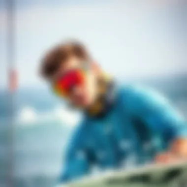 Kiteboarder Showcasing Safety with Performance Eyewear Kiteboarder wearing protective eyewear in action