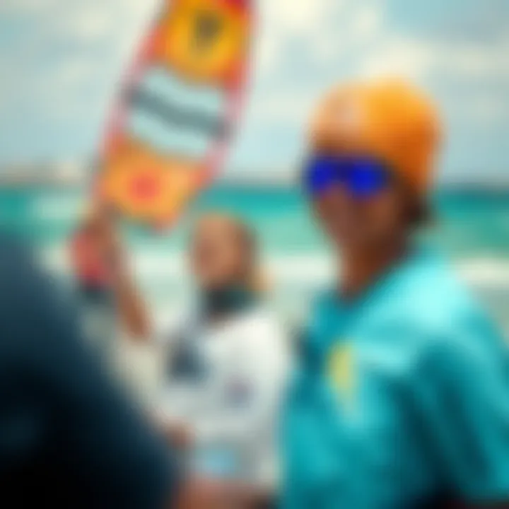 Kiteboarders enjoying a community event by the beach