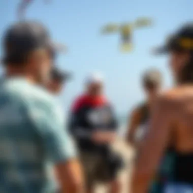Engaging with the Kiteboarding Community A kiteboarding community gathering discussing gear