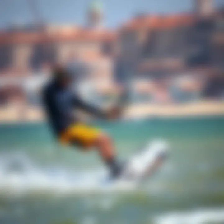 An expert rider demonstrating skill with kiteboarding gear