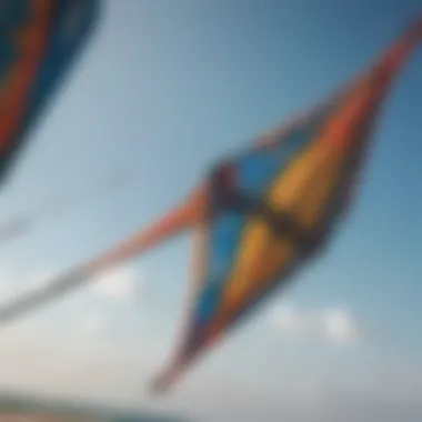 Close-up view of a high-performance kite with intricate design details