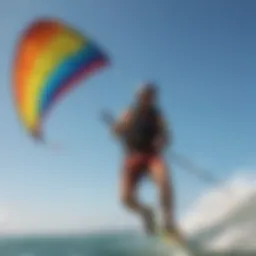 A vibrant kite soaring in the sky showcasing a range of colors