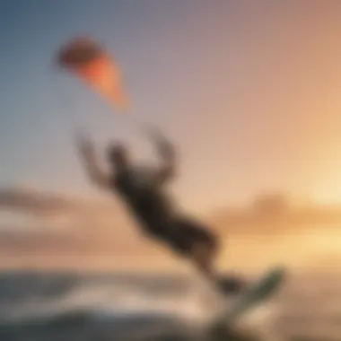 Kiteboarding at Sunset A stunning kiteboarding scene at sunset in the Bay Area