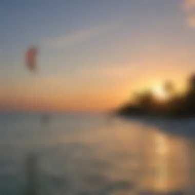 A tranquil sunset view from a popular kiteboarding spot in Key West