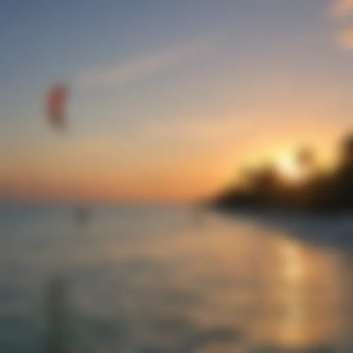 A tranquil sunset view from a popular kiteboarding spot in Key West