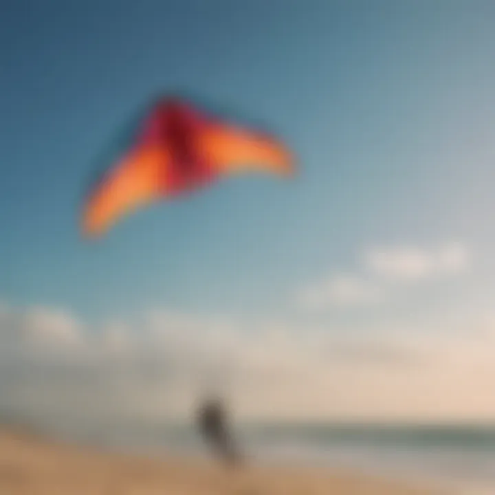 A colorful trainer kite soaring in the sky