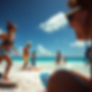 The vibrant kiteboarding community enjoying a sunny day on the beach