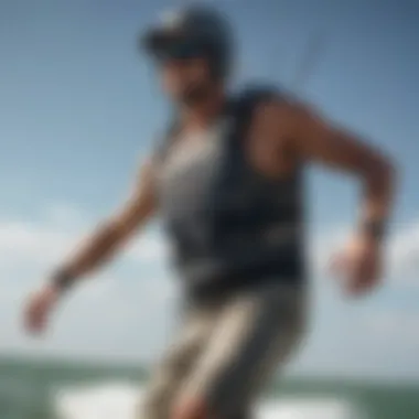 Innovative Technology in Kiteboarding Vests A kiteboarder wearing a modern vest with integrated technology