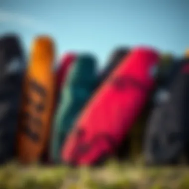 Diverse Types of Kitesurf Board Bags Various types of kitesurf board bags displayed