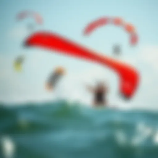 Dynamic Kites in Action Vibrant kites in the sky during a kitesurf session