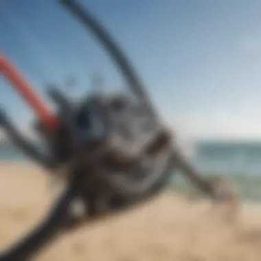 A close-up view of a kitesurf pump showcasing its design and functionality.