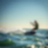 Kitesurfer in Action on Lake Michigan A kitesurfer gliding over the waves of Lake Michigan