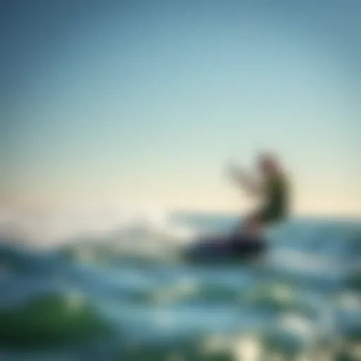 Kitesurfer in Action on Lake Michigan A kitesurfer gliding over the waves of Lake Michigan