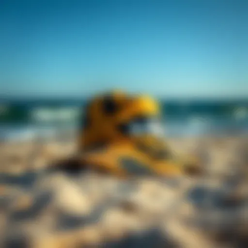 A stylish kitesurfing hat on a beach