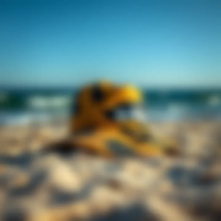 A stylish kitesurfing hat on a beach