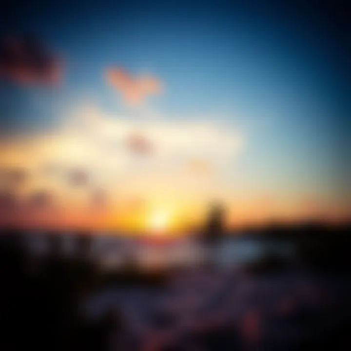 Scenic view of kitesurfing spot in Aruba with vibrant sunset