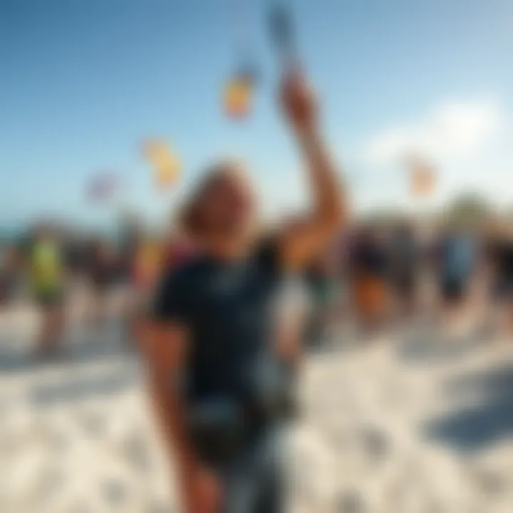 Kitesurfing community gathering for a local event