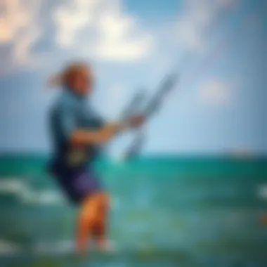 Instructor demonstrating kitesurfing techniques on the water