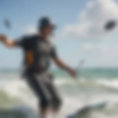Expert Instruction for Aspiring Kitesurfers An experienced instructor giving guidance to a beginner kitesurfer