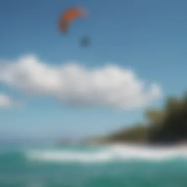 Kitesurfers in Action Against a Caribbean Backdrop A stunning view of kitesurfers gliding over turquoise waters in Puerto Rico