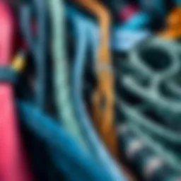 Detailed view of various kitesurfing lines and their materials