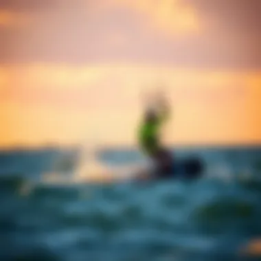 Kiteboarder navigating waves on Lake Erie