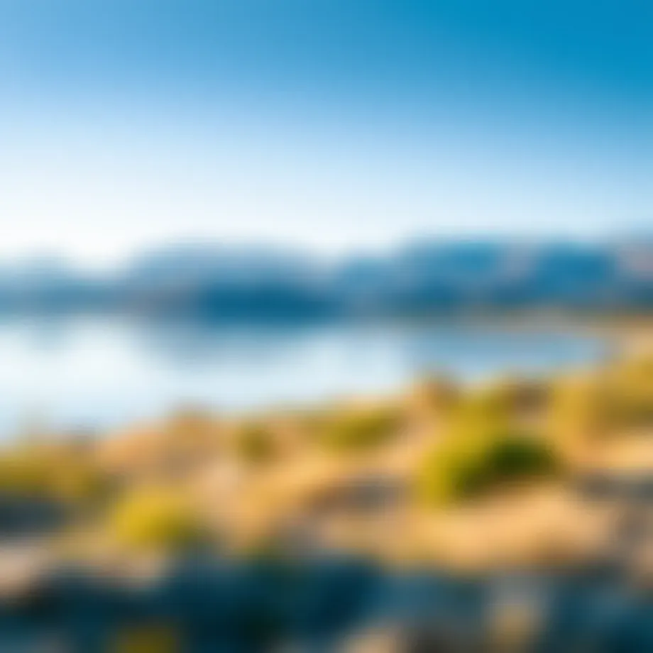 A serene view of Lake Isabella under a clear blue sky