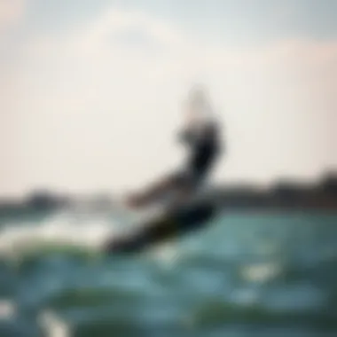 Kiteboarder using Liquid Force launch foil in action on the water