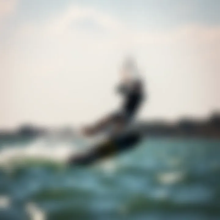 Kiteboarder using Liquid Force launch foil in action on the water