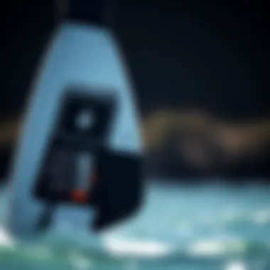 Close-up of the technical specifications of Liquid Force launch foil