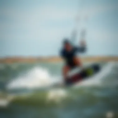 Dynamic Performance of the Liquid Force Trip 142 in Action Action shot of a kiteboarder using the Liquid Force Trip 142 in dynamic conditions
