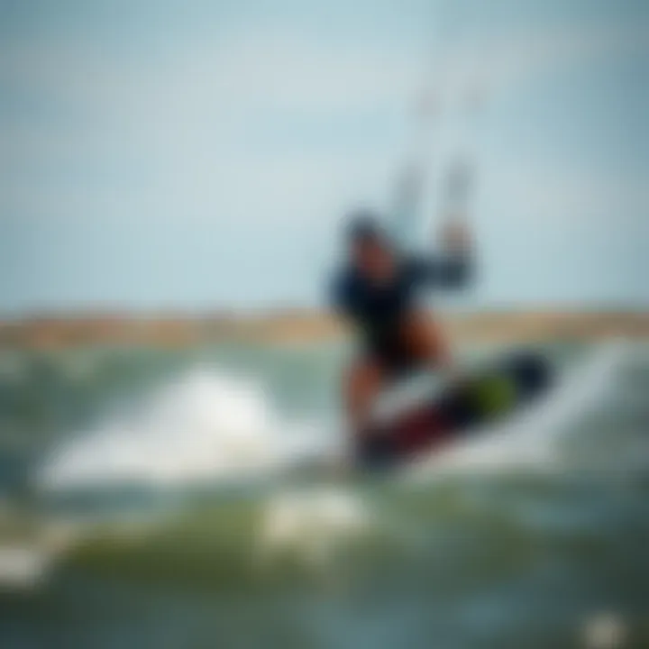 Dynamic Performance of the Liquid Force Trip 142 in Action Action shot of a kiteboarder using the Liquid Force Trip 142 in dynamic conditions
