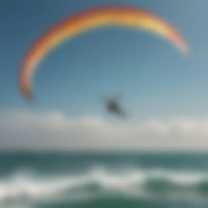 A low wind kite soaring gracefully above a tranquil ocean